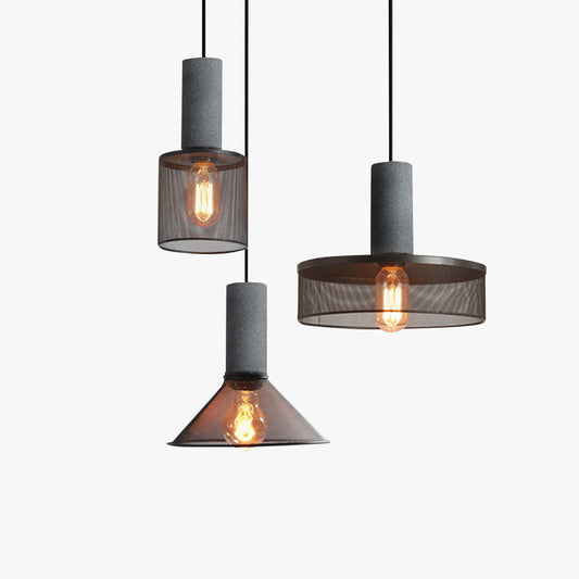 Zaid Industrial Pendant Light, 6 Style, Cement & Metal