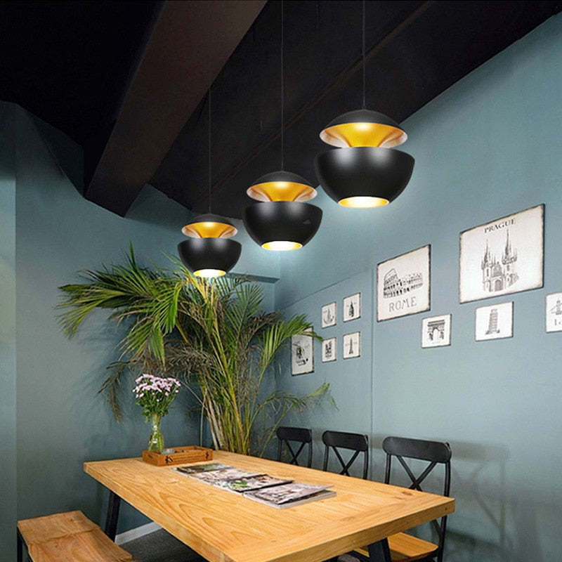 Nordic Creative Black White LED Pendant Lights for Dining Room