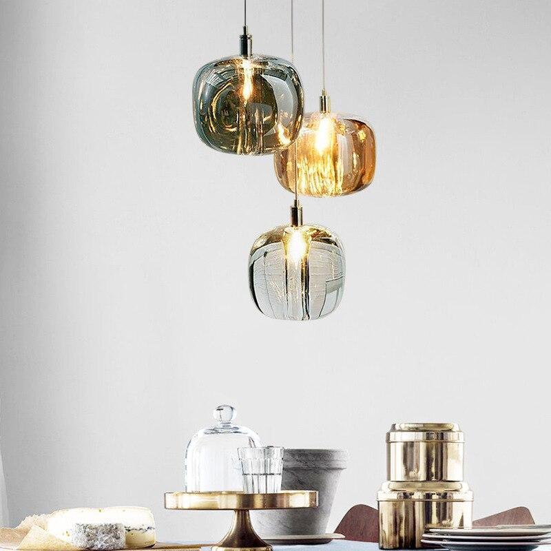Postmodernism Glass Pendant Light Hanging Lamp For Dining Room, Bedroom, 3 Colour