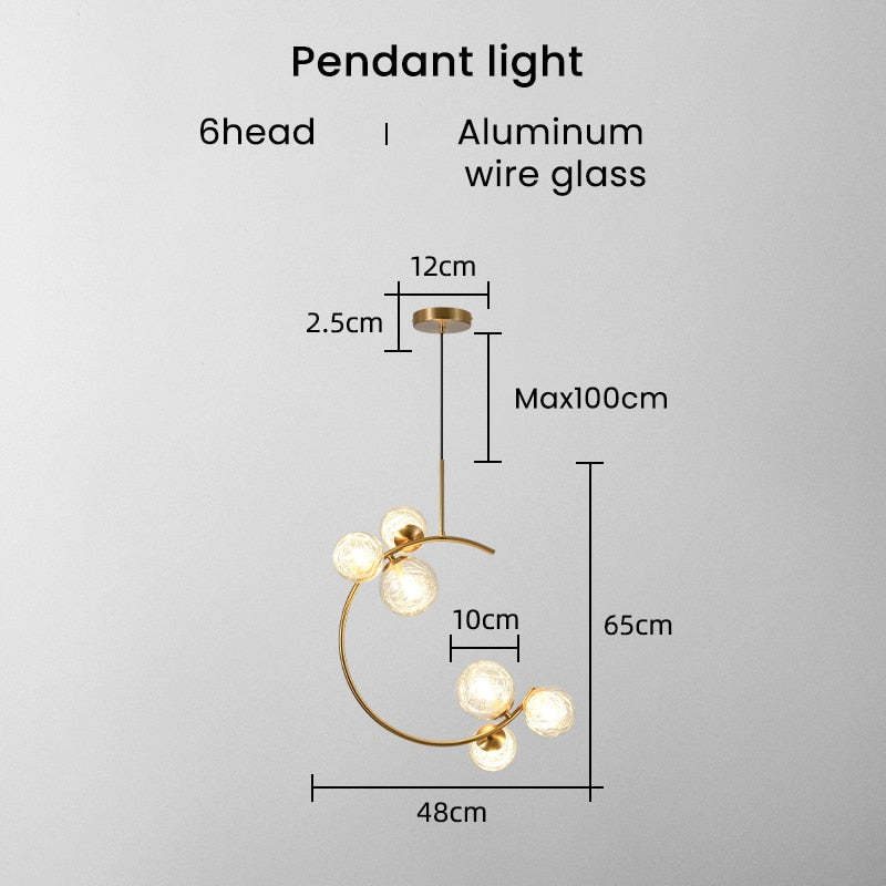Valentina Pendant Light Bubble Moon, Metal & Glass