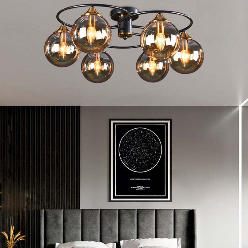 Smoky Gray Amber Chandelier Foyer Pendant Lighting Fixtures