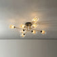 LED-Kronleuchter aus Schmiedeeisen, Lustre-Industrie-Kronleuchter aus Rauchglas