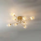 LED-Kronleuchter aus Schmiedeeisen, Lustre-Industrie-Kronleuchter aus Rauchglas