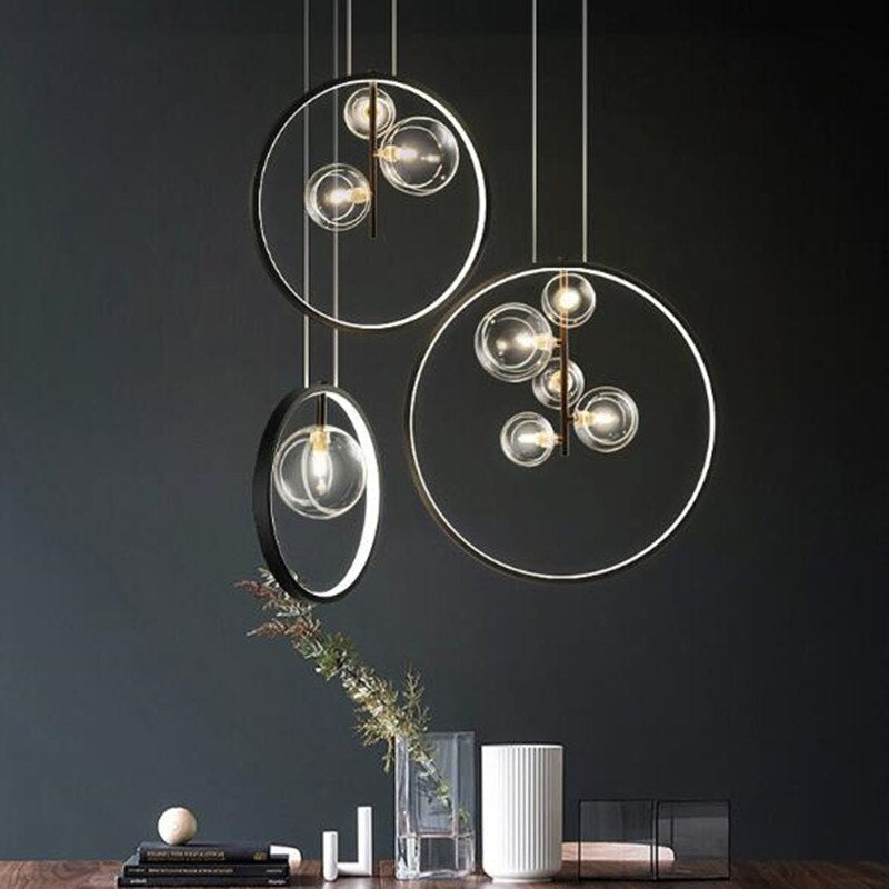 Nordic Glass Bubbles LED Chandeliers Modern Pendant Light for Dining Room