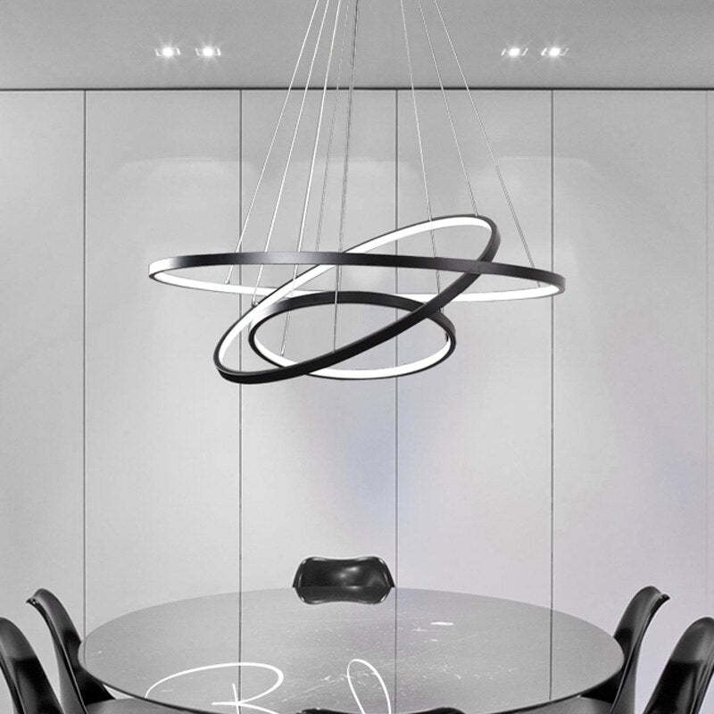 Modern LED Rings Hanging Lamp Remote Control