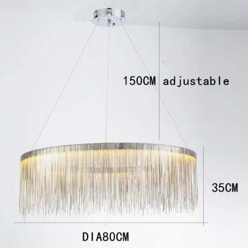 Metal Tassel Chain Led Chandelier Pendant Shade Lighting For Living Room, Dining room