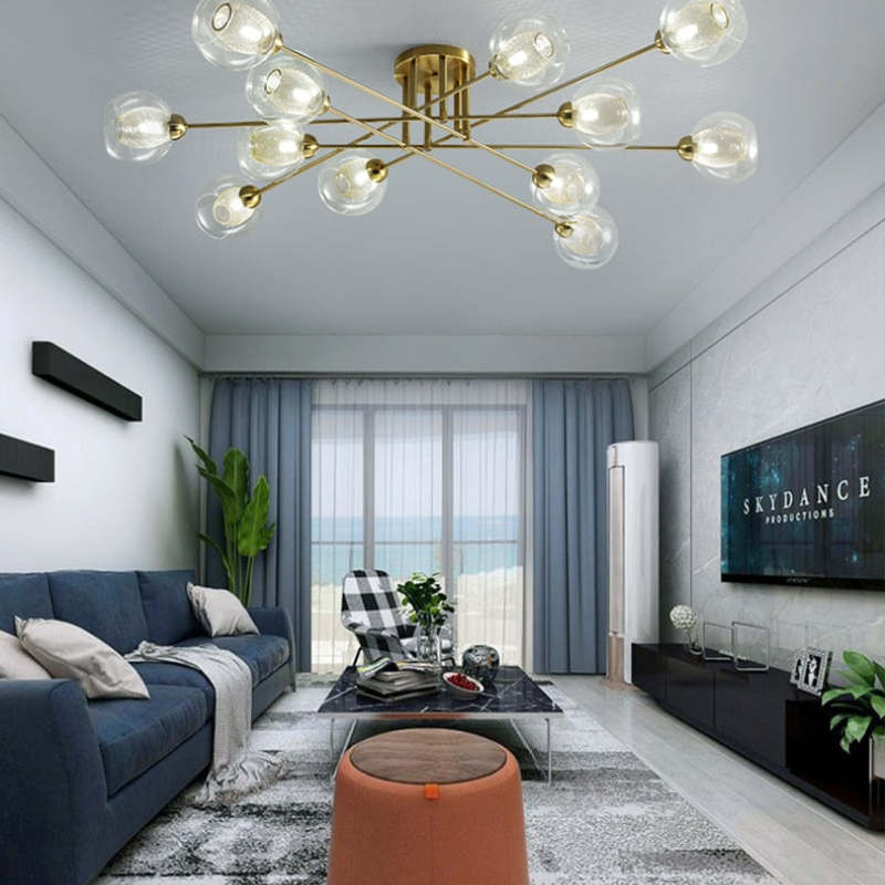 LED-Kronleuchter aus Schmiedeeisen, Lustre-Industrie-Kronleuchter aus Rauchglas
