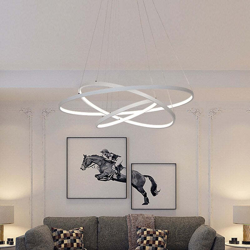 Modern LED Rings Hanging Lamp Remote Control