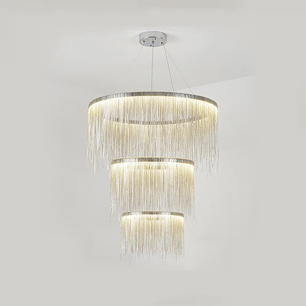 Metal Tassel Chain Led Chandelier Pendant Shade Lighting For Living Room, Dining room