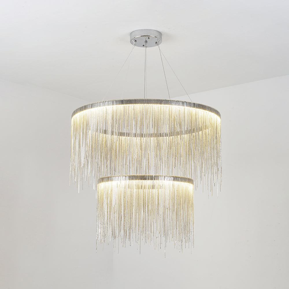 Metal Tassel Chain Led Chandelier Pendant Shade Lighting For Living Room, Dining room