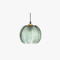 Hailie Green Ribbed Glass Pendant Light, DIA 15CM