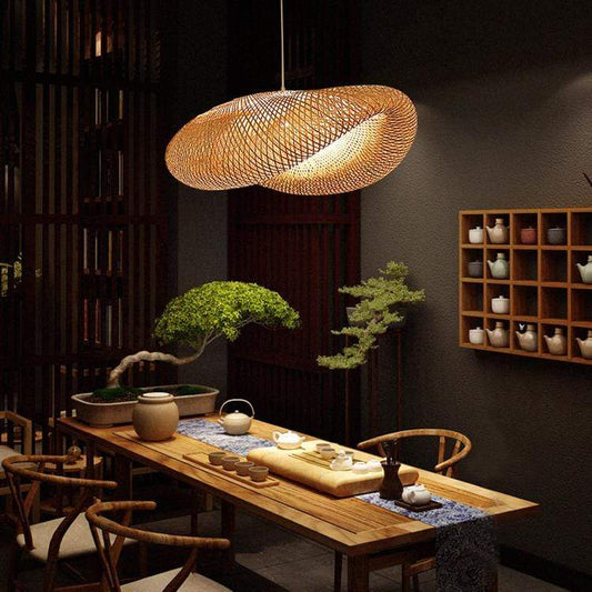 Muto Luminaires suspension de bohème en rotin  et bambou pour salon