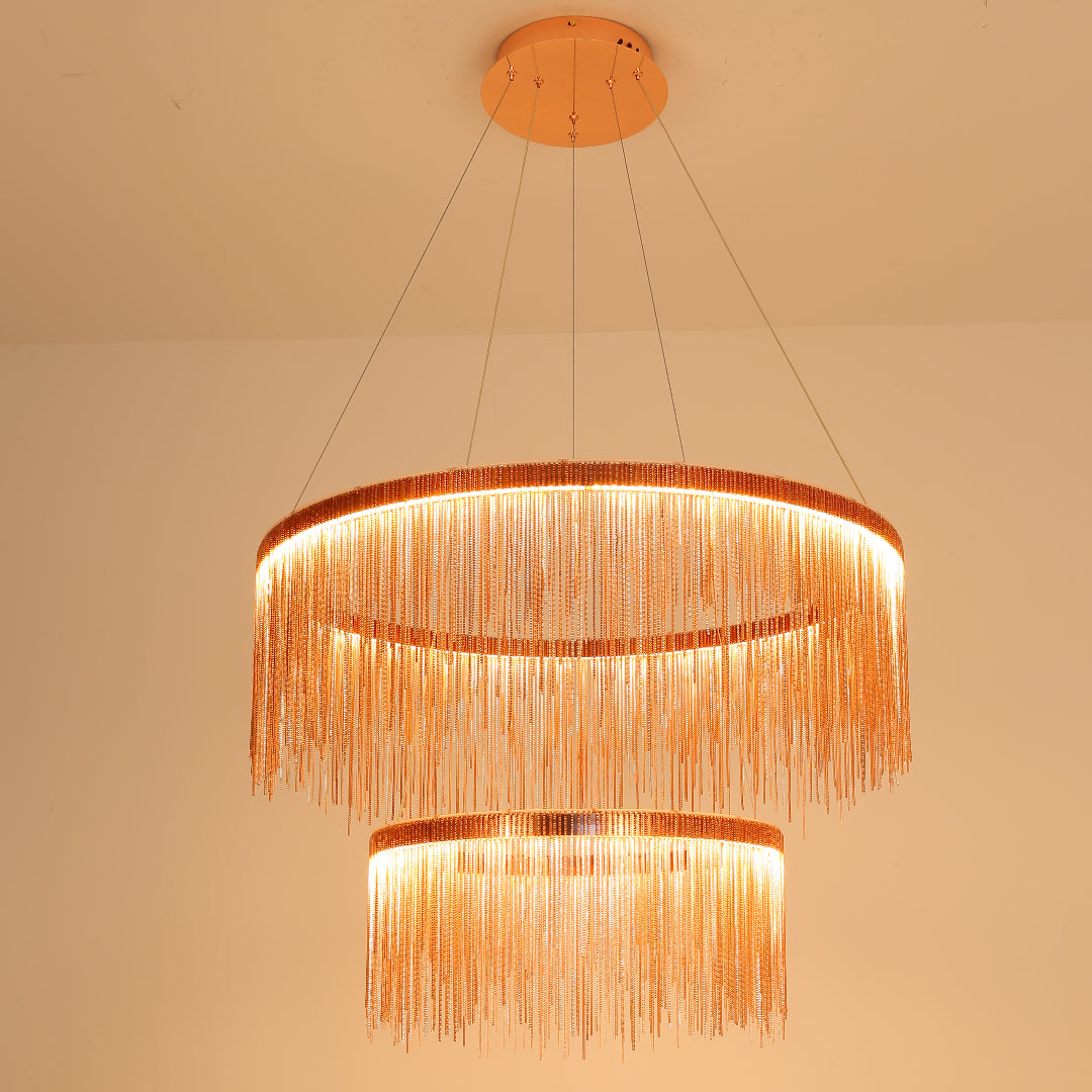 Metal Tassel Chain Led Chandelier Pendant Shade Lighting For Living Room, Dining room