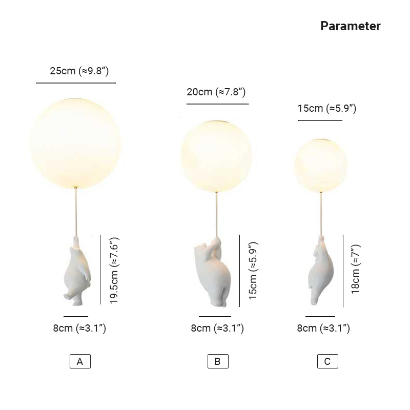 Fateh Bear Balloons Flush Mount Ceiling Light for Children's Room, Bedroom