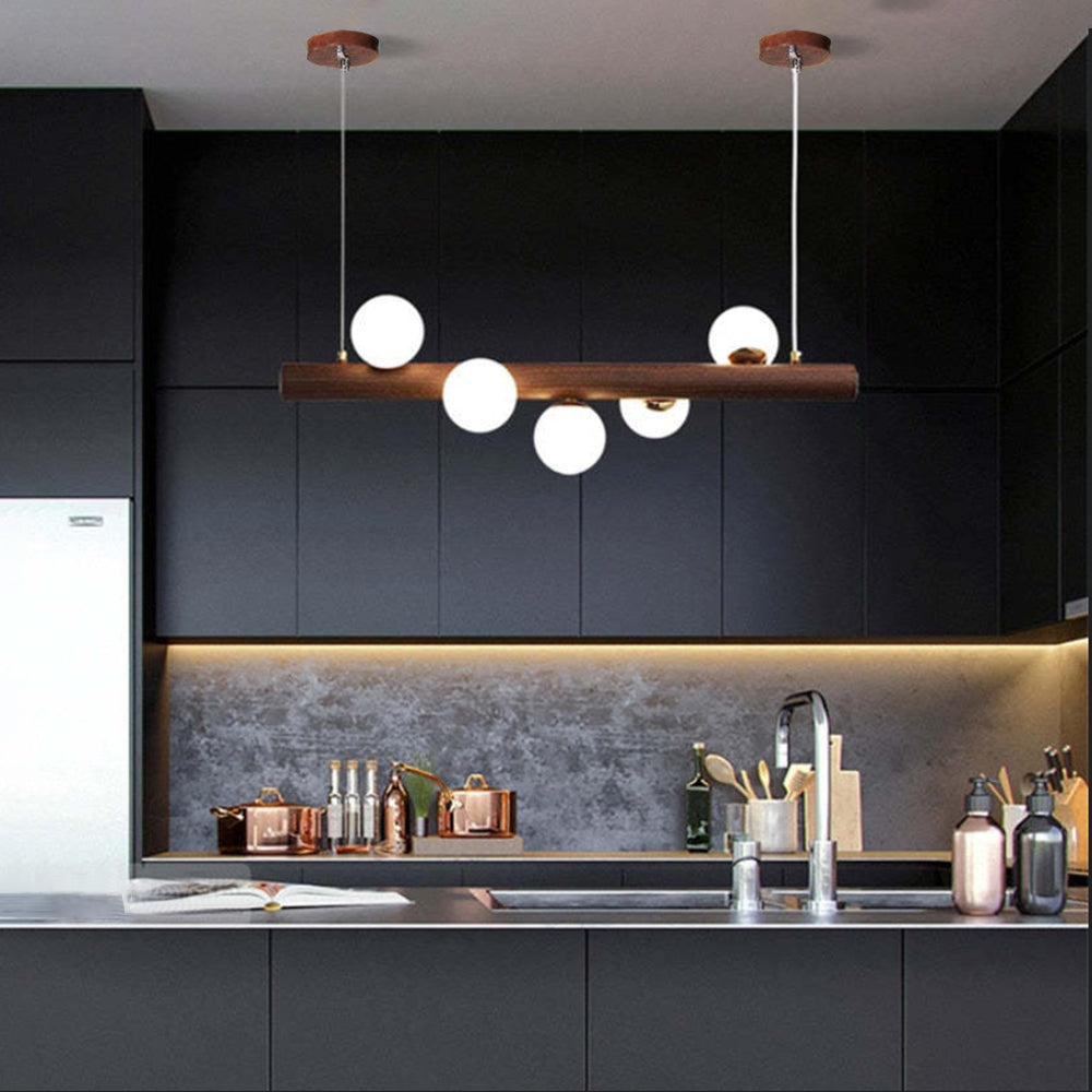 Valentina Pendant Light Bubble, Wood & Glass