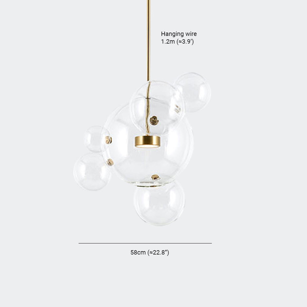 Hailie Glass Bubble Pendant Light, Frosted Glass, 1/4/6 Head