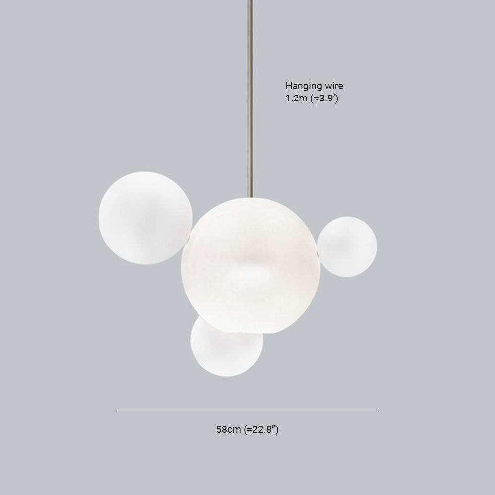 Hailie Glass Bubble Pendant Light, Frosted Glass, 1/4/6 Head
