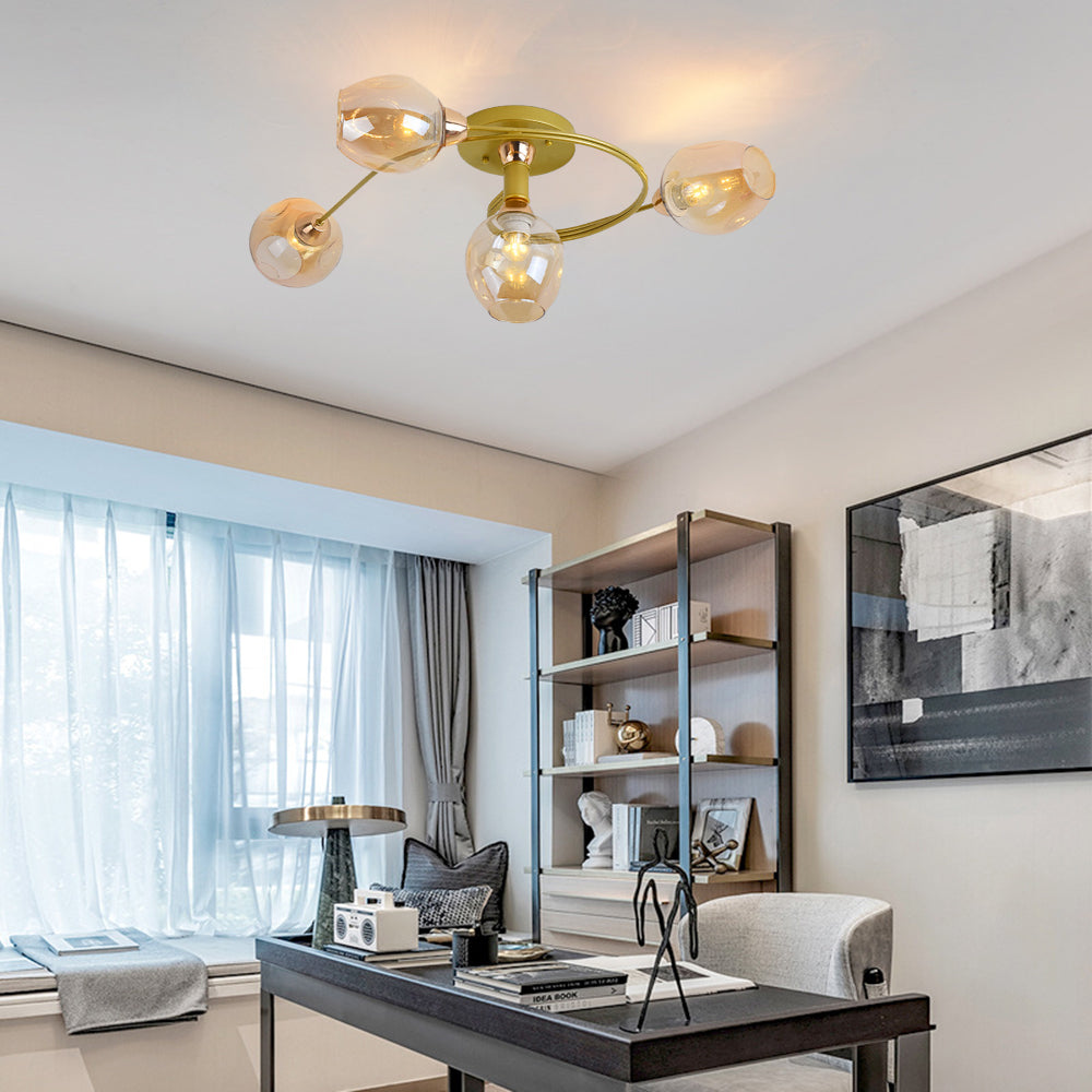 Retro Glass Ceiling Chandelier Pendant Lighting for Bedroom & Living Room