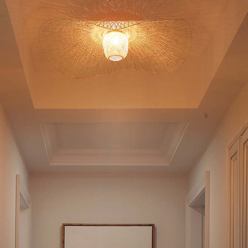 Rattan Weaving Cap Pendant Light for Dining Room