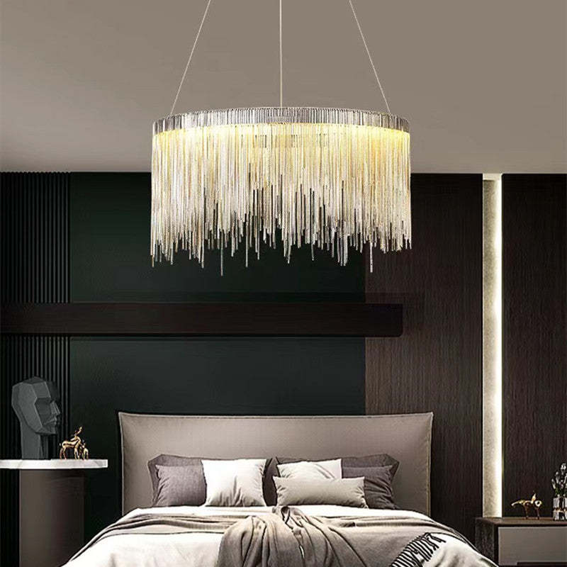 Metal Tassel Chain Led Chandelier Pendant Shade Lighting For Living Room, Dining room