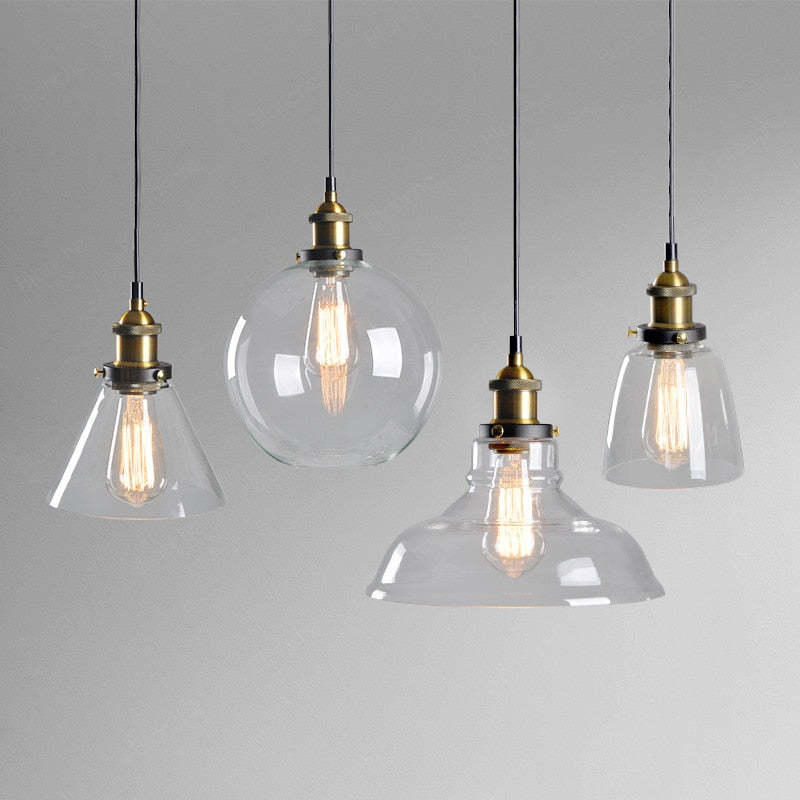Retro Vintage Glas-Pendelleuchten für Wohnzimmer