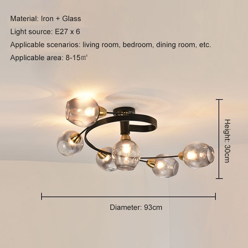 Retro Glass Ceiling Chandelier Pendant Lighting for Bedroom & Living Room