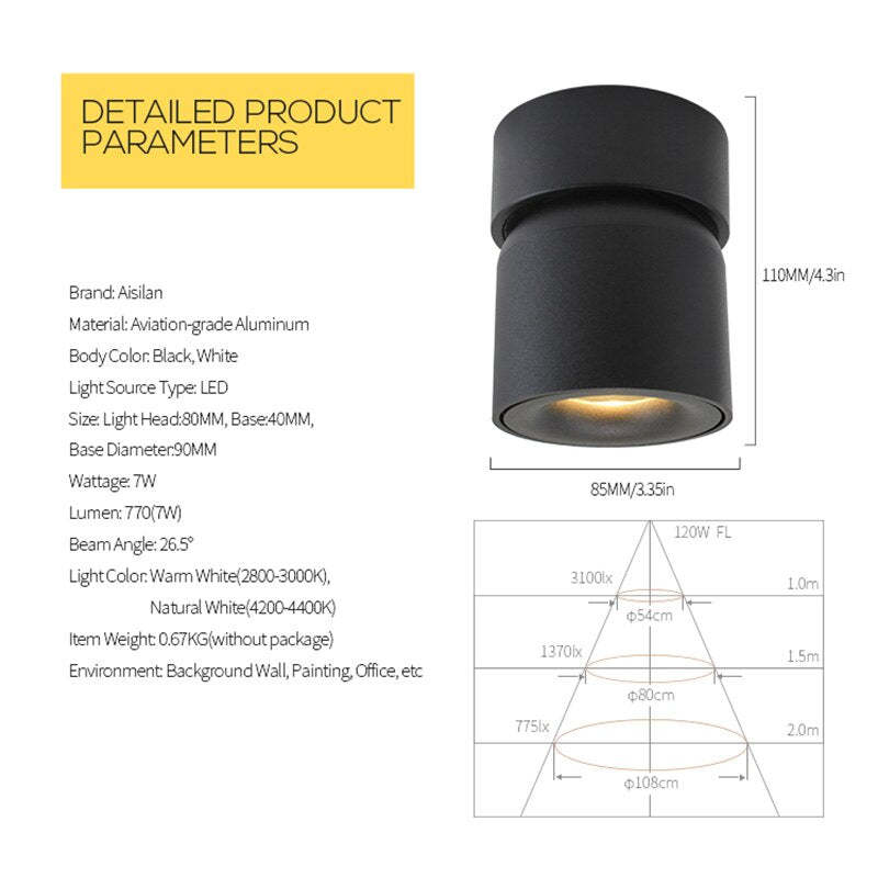 Nordic LED Surface Mounted Spotlight for Corridor & Living Room