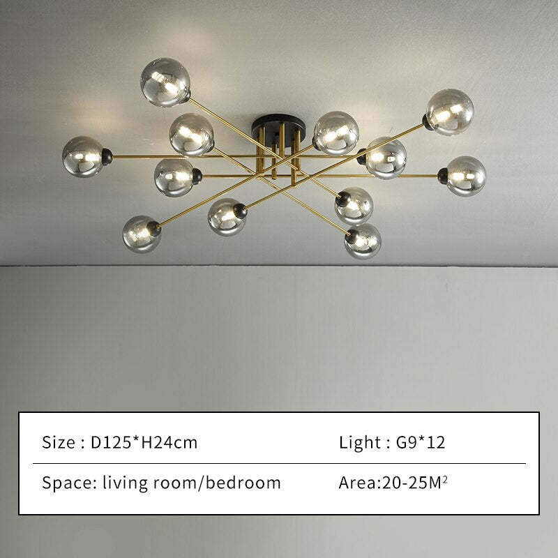 LED-Kronleuchter aus Schmiedeeisen, Lustre-Industrie-Kronleuchter aus Rauchglas