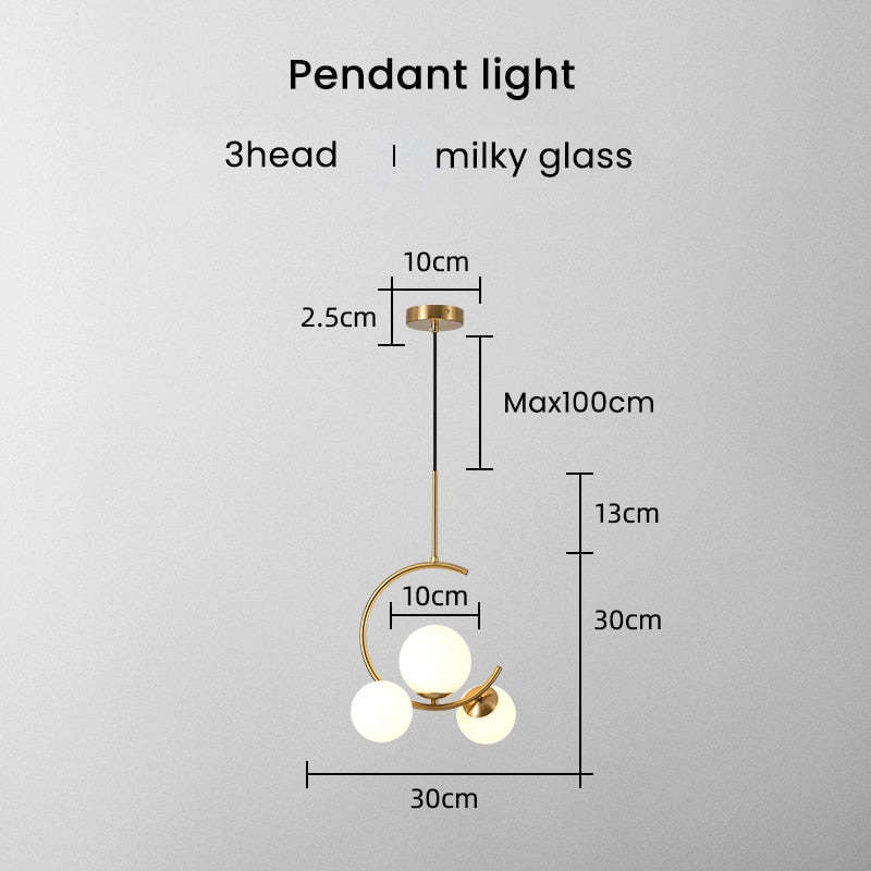 Valentina Pendant Light Bubble Moon, Metal & Glass
