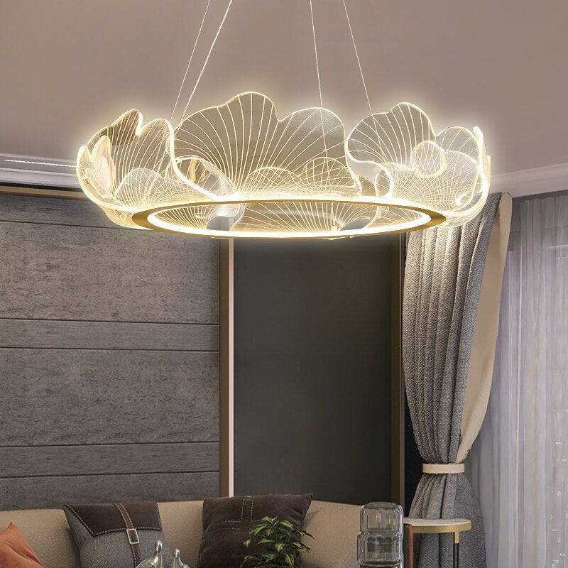 Modern Simple Fresh Acrylic LED Art Chandelier for Living Room