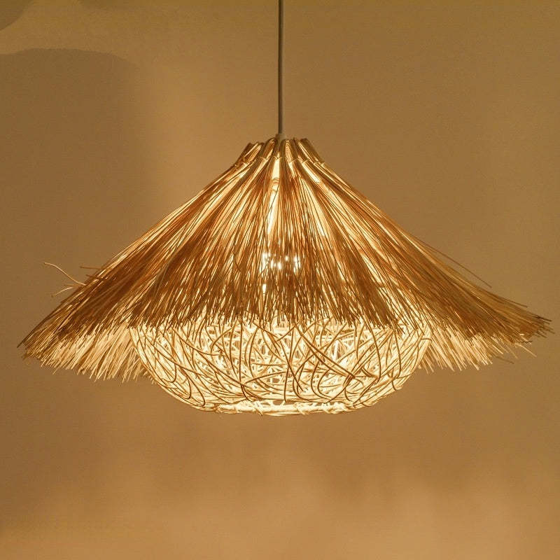 Muto Hand-Woven Rattan Modelling Pendant Light for Dining Room