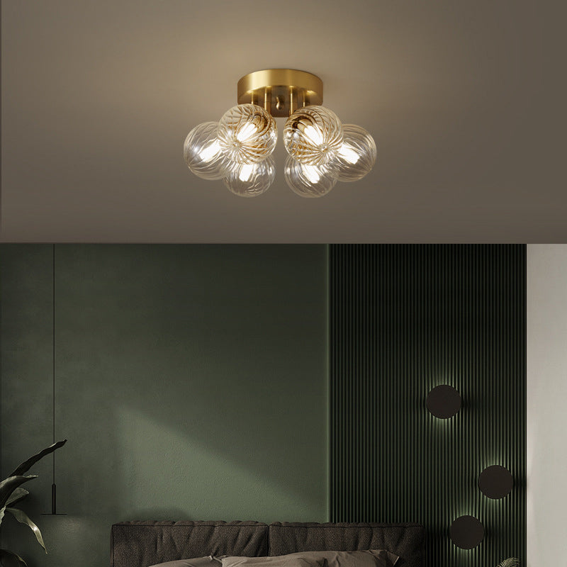 Valentina Ceiling Light Clear Bubble, Pure Copper & Glass 3/4/5/6 Head