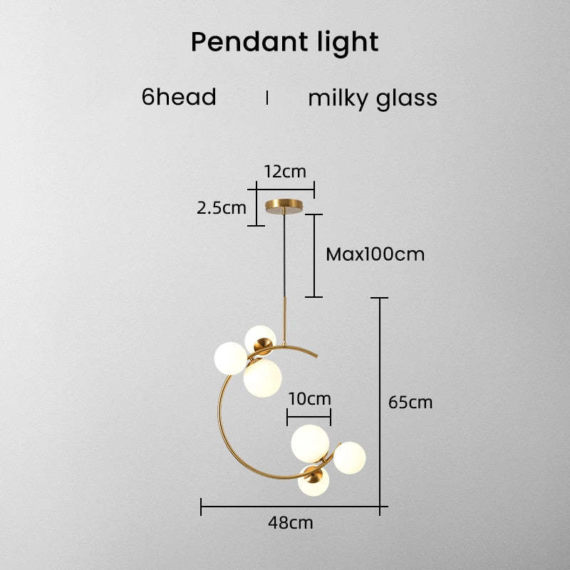 Valentina Pendant Light Bubble Moon, Metal & Glass