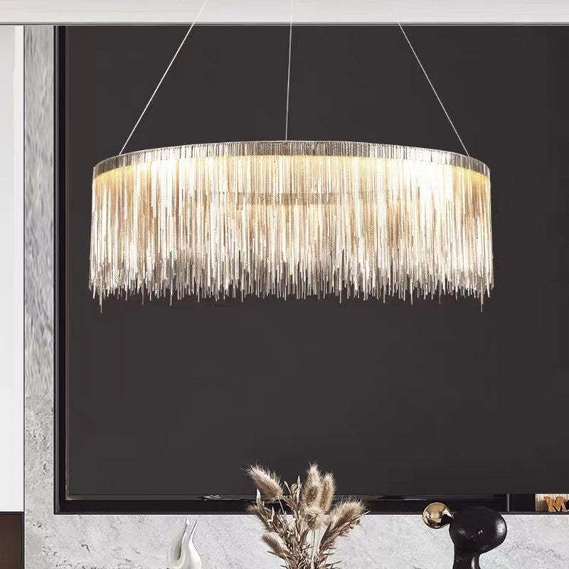Metal Tassel Chain Led Chandelier Pendant Shade Lighting For Living Room, Dining room