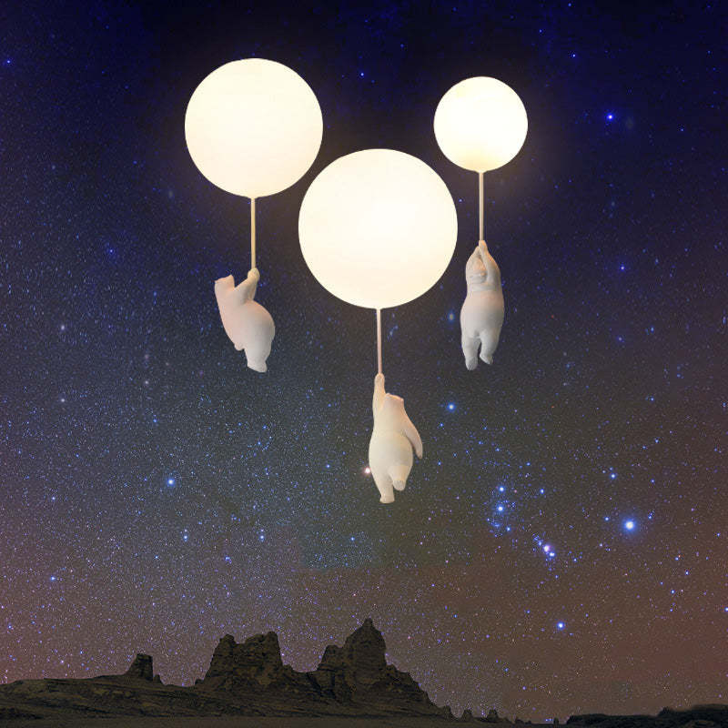 Fateh Bear Balloons Flush Mount Ceiling Light for Children's Room, Bedroom