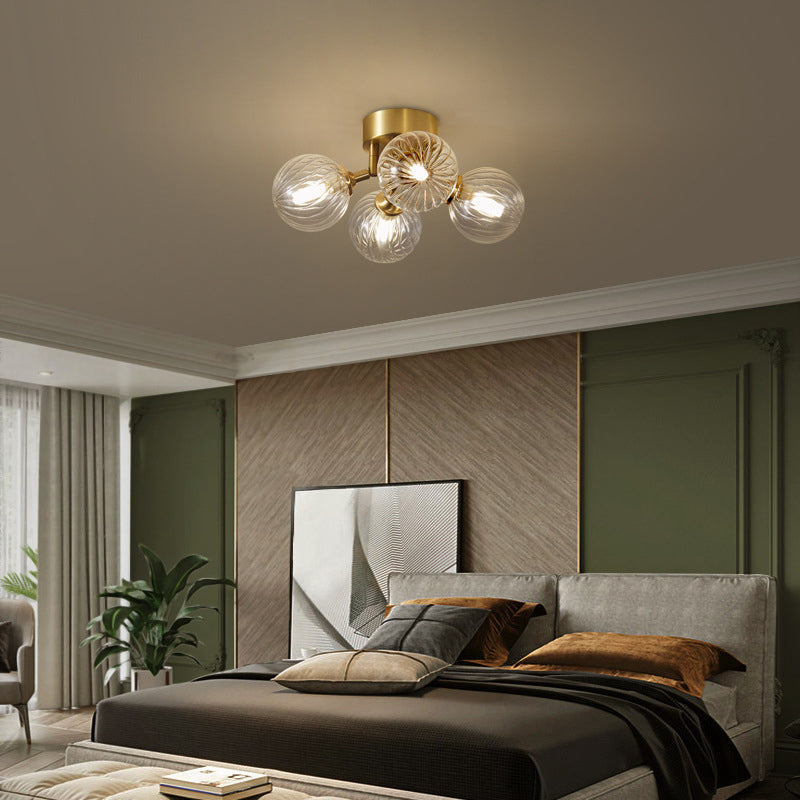 Valentina Ceiling Light Clear Bubble, Pure Copper & Glass 3/4/5/6 Head