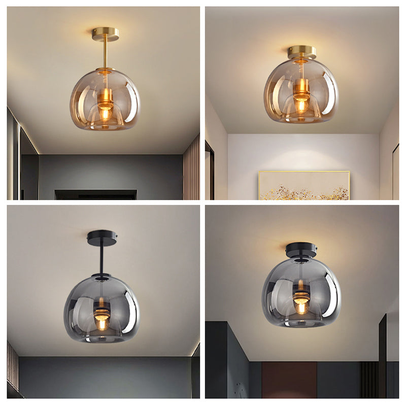 Sanna Semi-Flush Mount Ceiling Light 4 Style, Copper & Glass