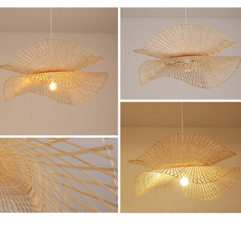 Muto Bamboo Chandelier Teahouse Rattan Lamp Handmade Rattan Lighting Fixture