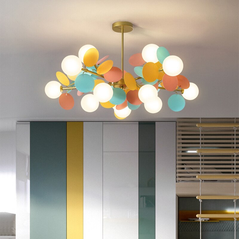 Petal Pendant Light, White & Grey & Muticolour