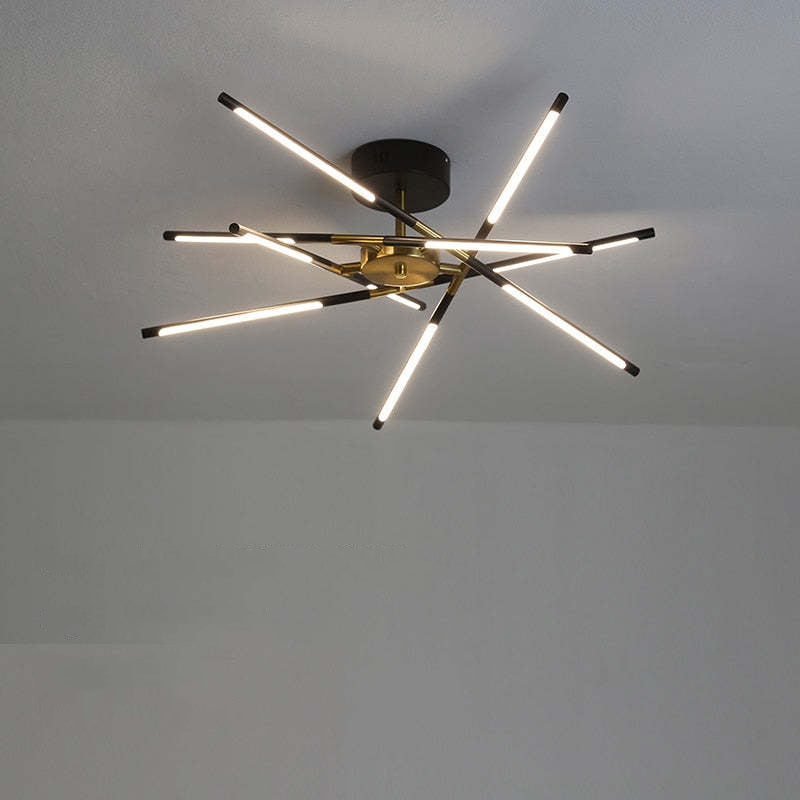 Edge Ceiling Light, Black & Gold, 6/8/10/12 Heads
