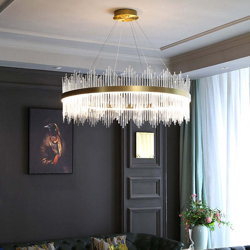 Moderne Luxus-Kristall-Kronleuchter-LED-Pendelleuchte für Wohnzimmer