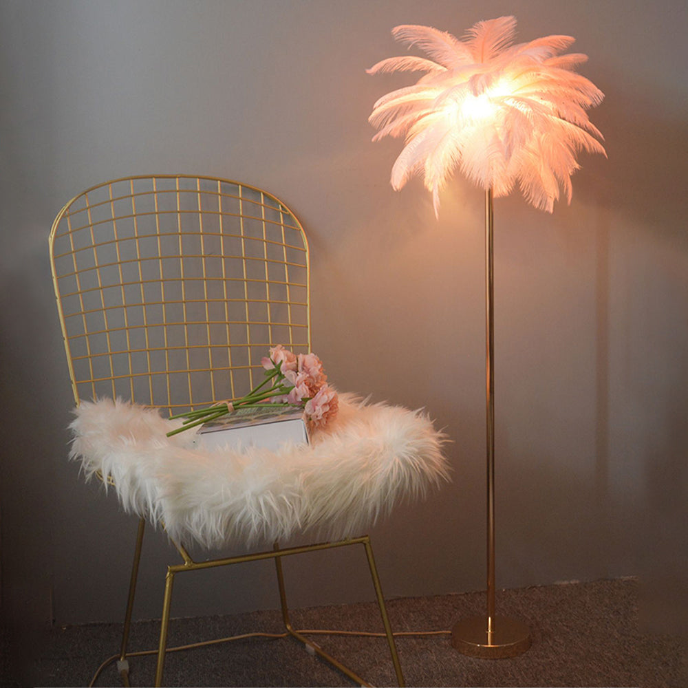 O'Moore Floor Lamp, Ostrich Feather & Metal