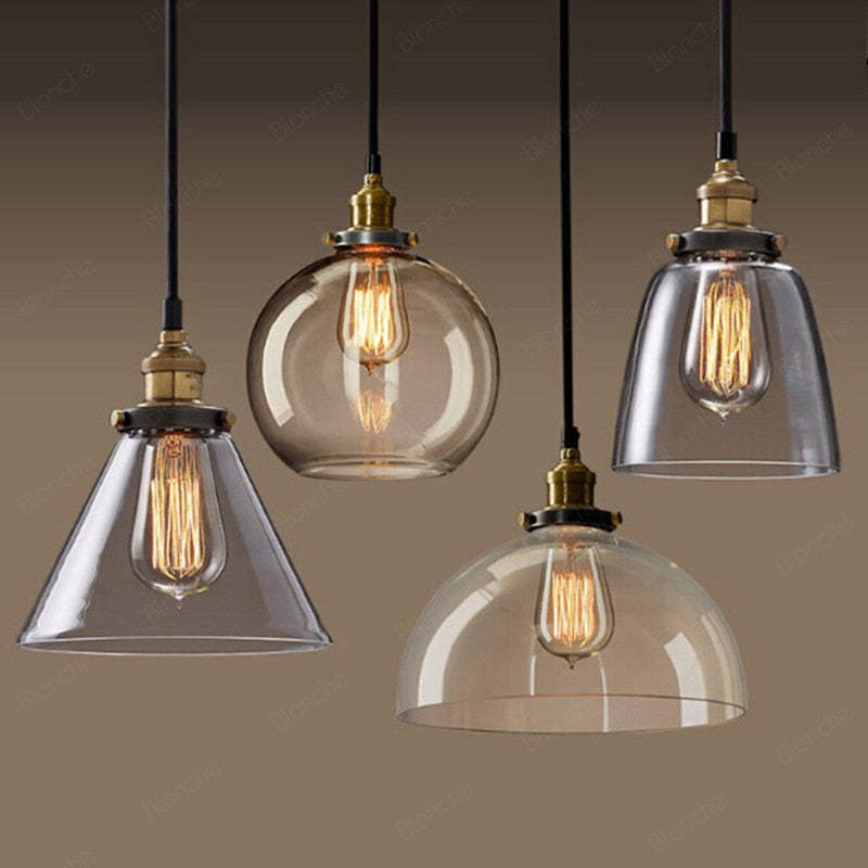 Retro Vintage Glas-Pendelleuchten für Wohnzimmer