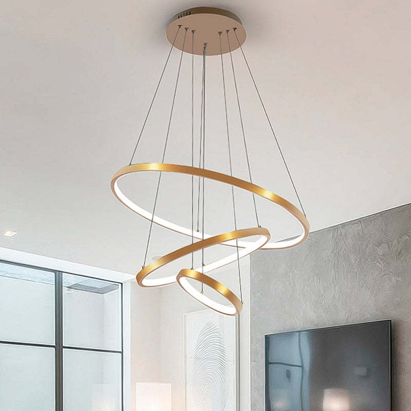 Modern LED Rings Hanging Lamp Remote Control