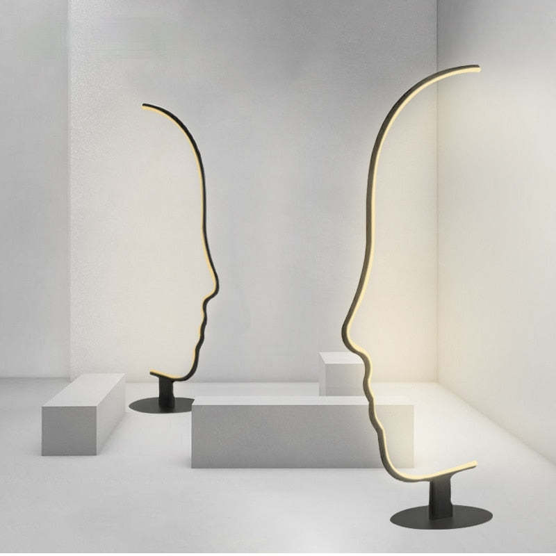 Postmodern Human Face LED Floor Lamp For Bedroom, Living Room