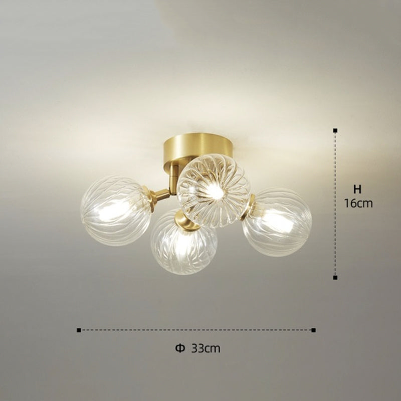 Valentina Ceiling Light Clear Bubble, Pure Copper & Glass 3/4/5/6 Head