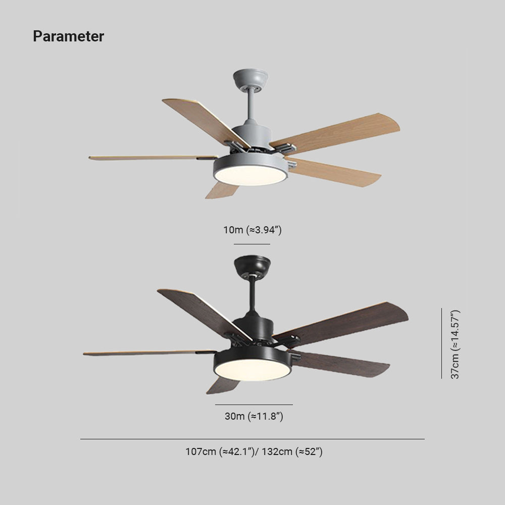 Morandi 5-Blade Ceiling Fan with Light, 3 Colour, DIA107/132CM