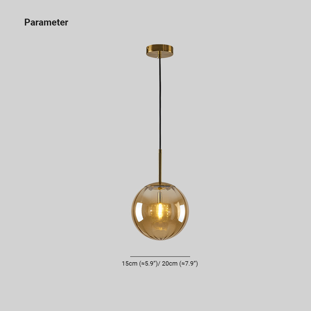 Post Modern Glass Sphere Pendant Lighting Ball Shape Hanging Lamp For Kitchen & Hallway, Four Colours