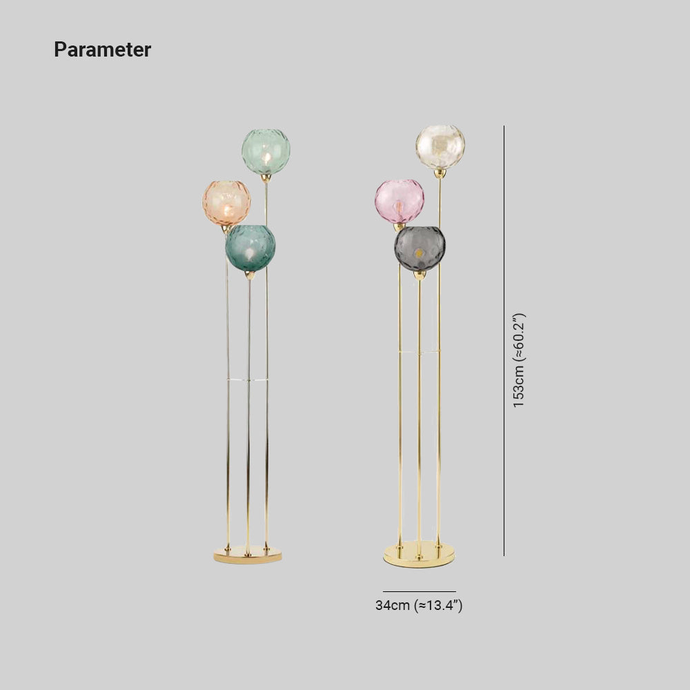 Hailie Glass Floor Lamp, 3 Heads, 2 Colour, L 153CM
