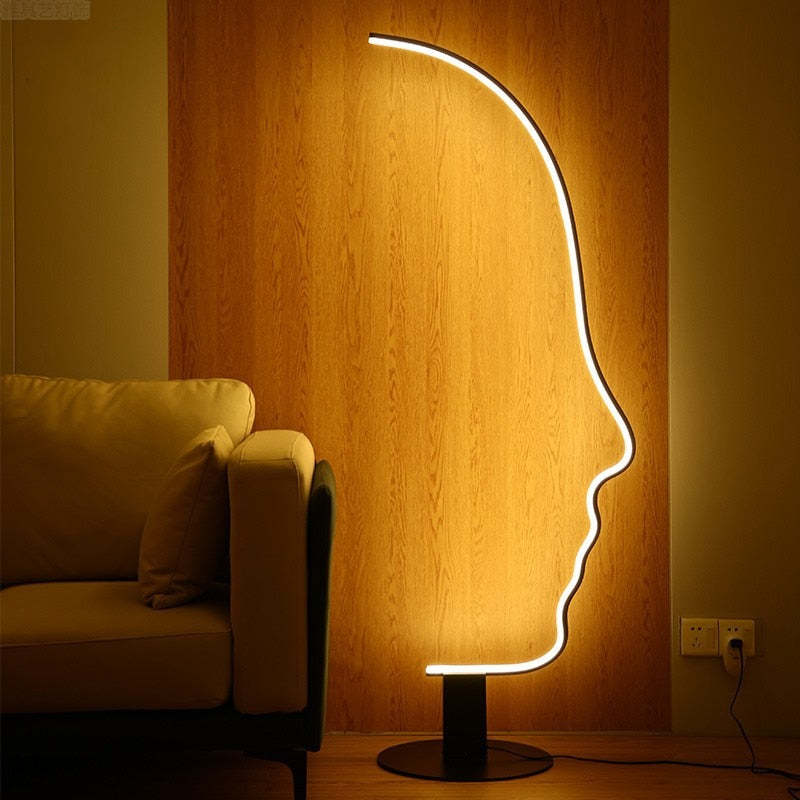 Postmodern Human Face LED Floor Lamp For Bedroom, Living Room